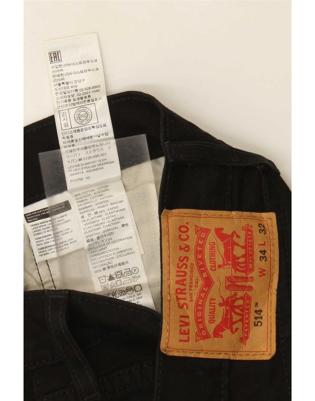 Levi's Vaqueros rectos 514 para hombre W34 L26 Algodón negro