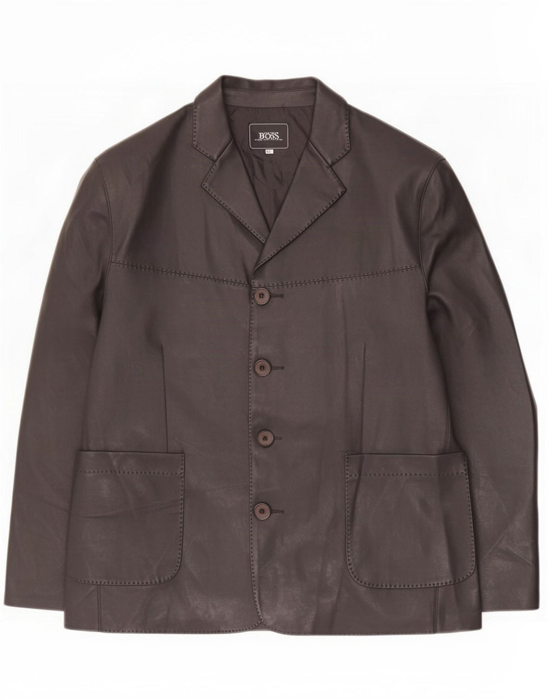 Hugo Boss Chaqueta Blazer de Cuero con 4 Botones para Hombre UK 44 2XL Negro