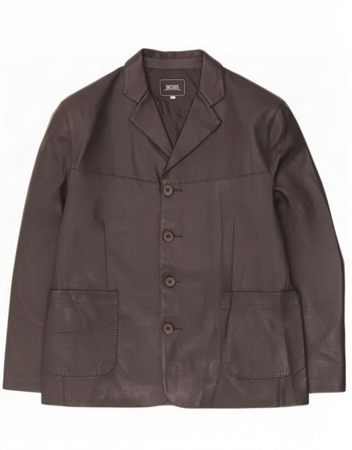 Hugo Boss Chaqueta Blazer de Cuero con 4 Botones para Hombre UK 44 2XL Negro