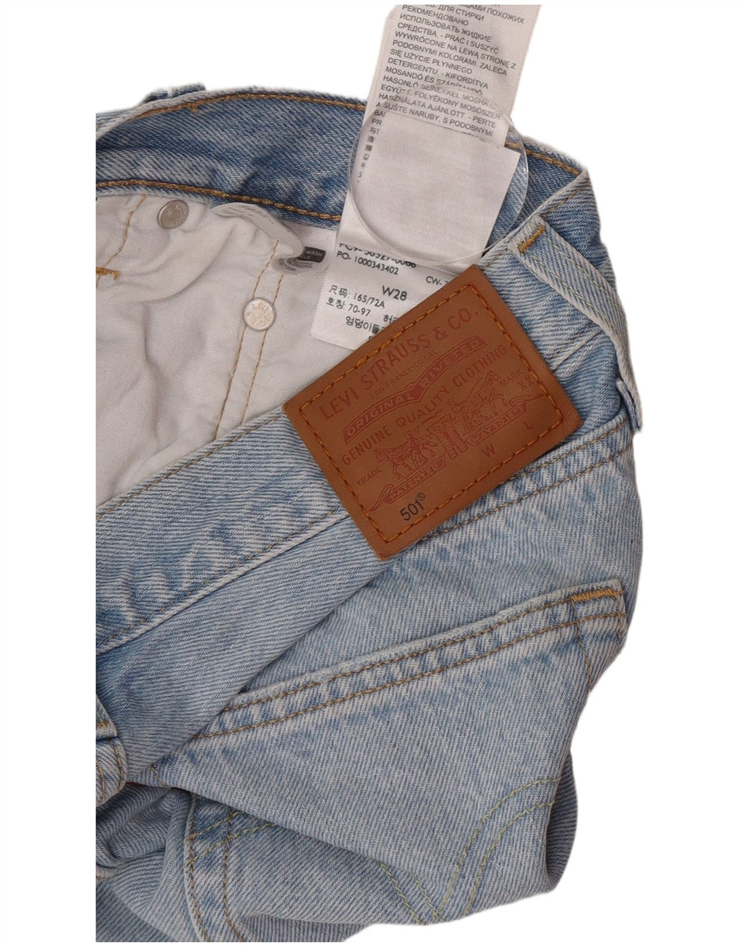 Levi's Mujer 501 Shorts Vaqueros W28 Algodón Azul Medio