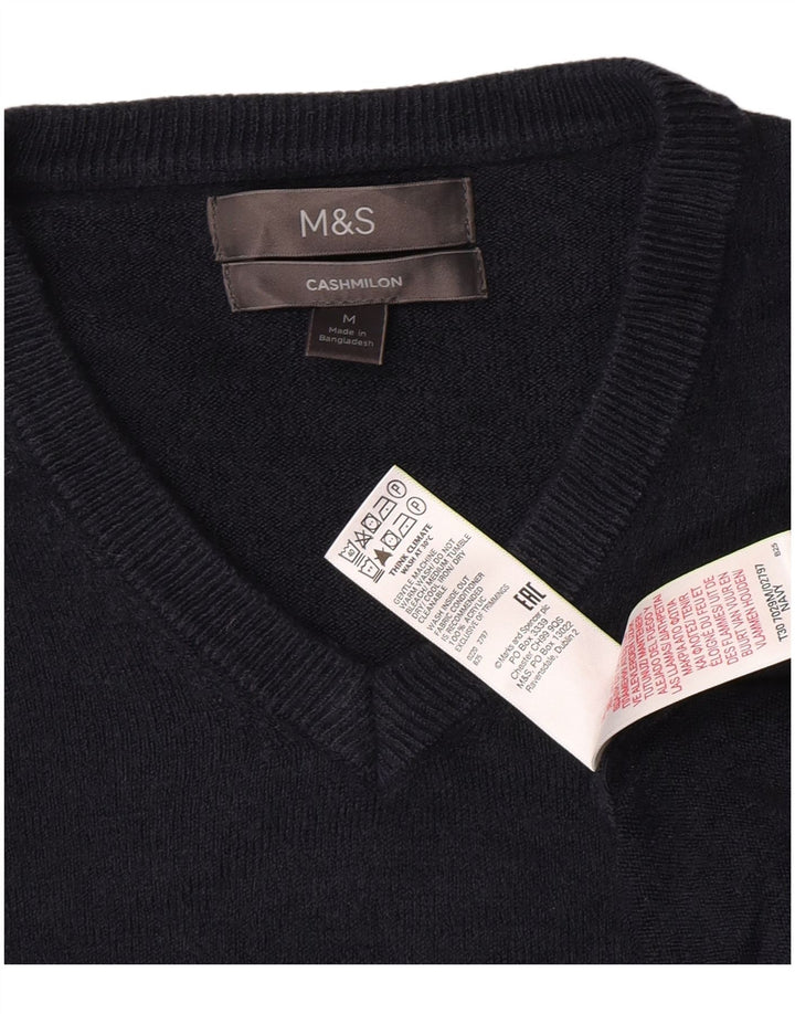 Marks & Spencer Suéter con cuello en V para hombre Acrílico azul marino mediano