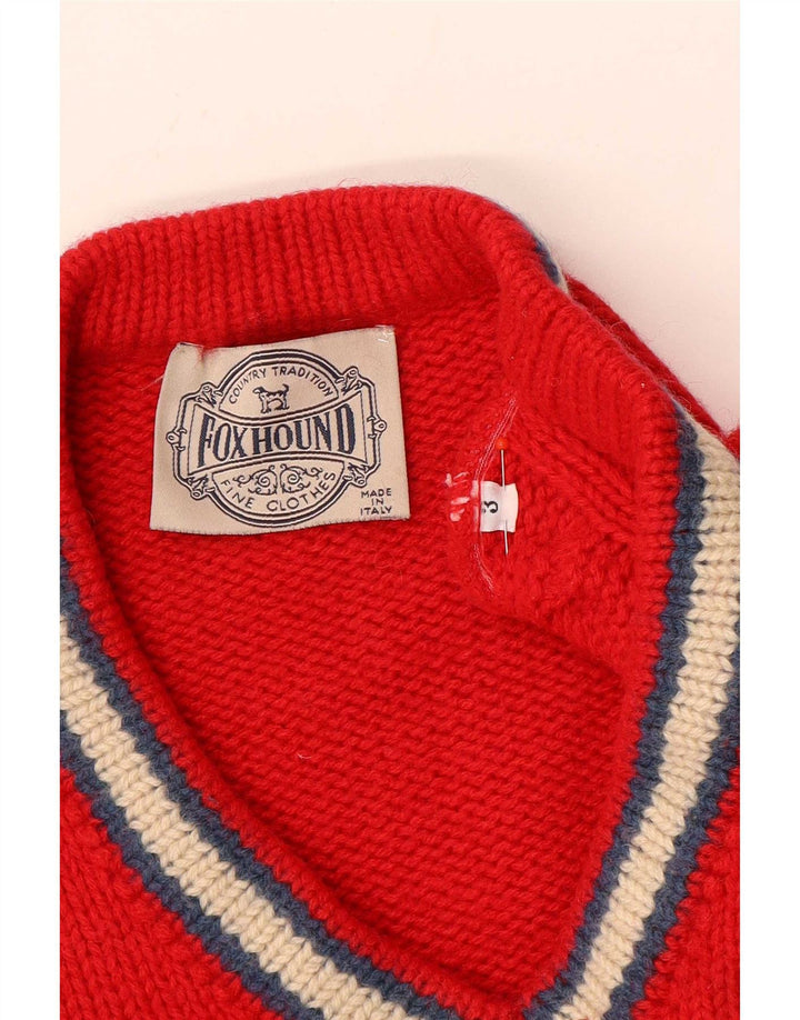 Foxhound Hombre Jersey Gráfico Con Cuello En V Color Block Rojo Medio