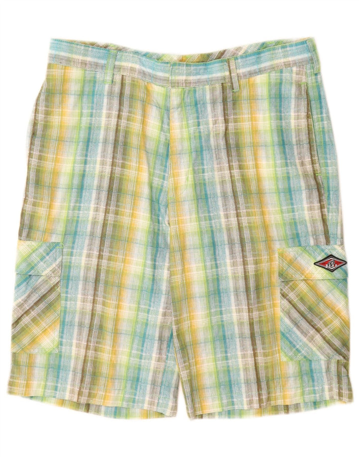 Pantalones cortos tipo cargo para hombre Bear W32 Algodón a cuadros multicolor mediano
