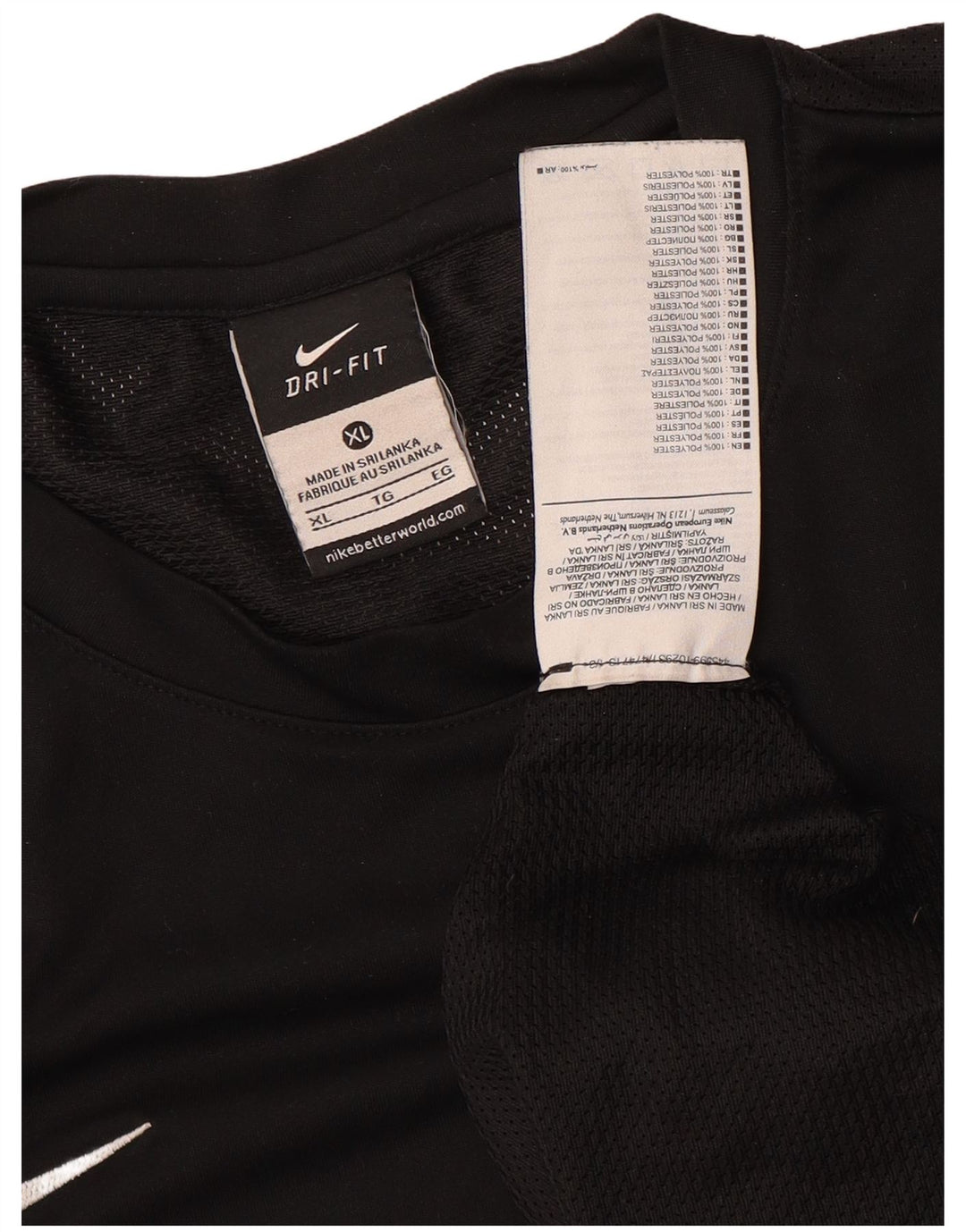 Nike Camiseta Dri Fit para hombre Top XL Negro Colorblock Poliéster