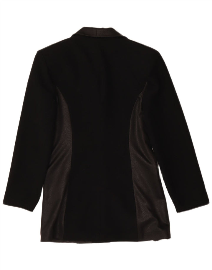 Vintage mujer 4 botones Blazer chaqueta Reino Unido 10 pequeño negro