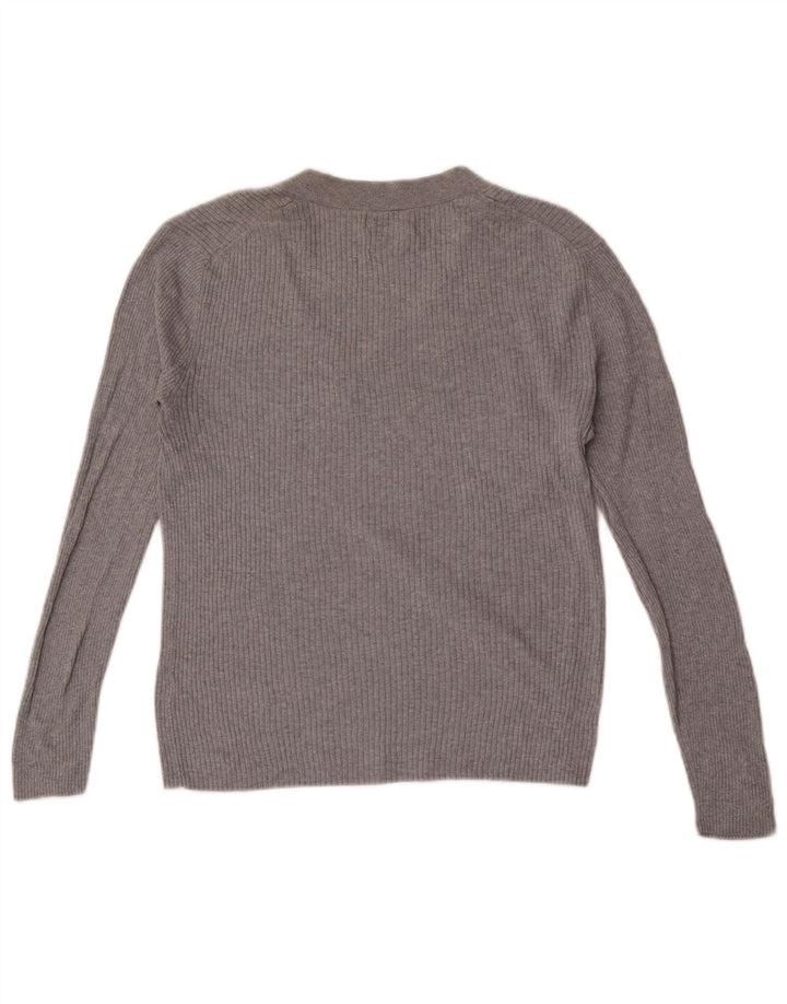 Massimo Dutti Top Mujer Manga Larga UK 44 Grande Seda Gris