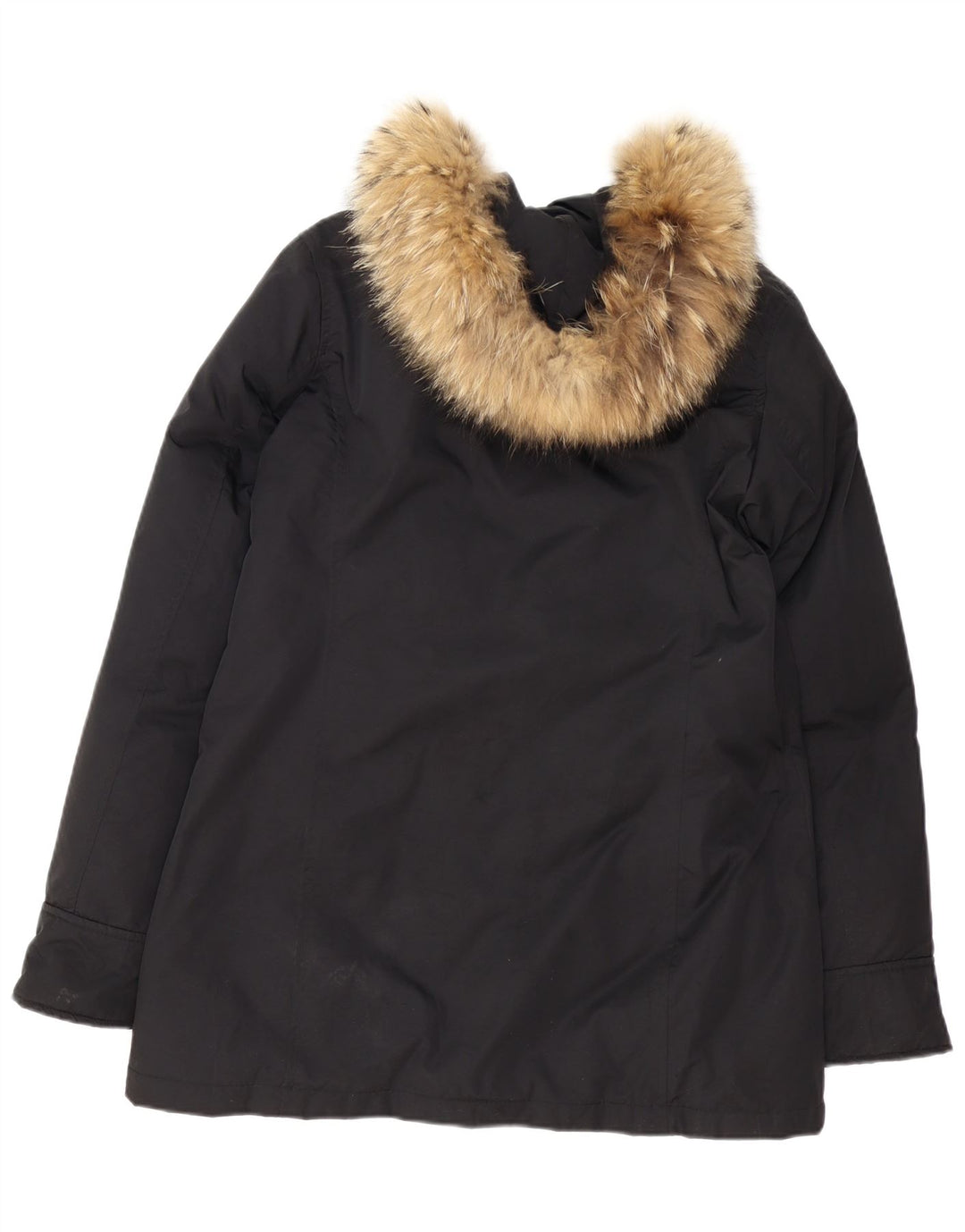 WOOLRICH Abrigo acolchado con capucha para mujer UK 46 Grande Poliéster negro