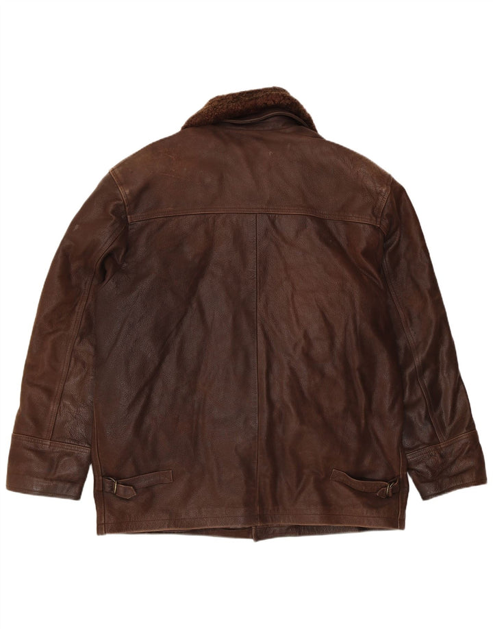 VINTAGE Chaqueta de cuero para hombre Reino Unido 40 Cuero marrón grande