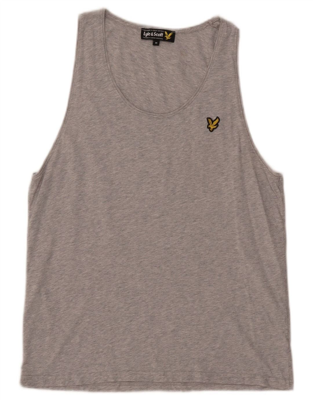 LYLE & SCOTT Camiseta sin mangas para hombre de algodón moteado gris medio