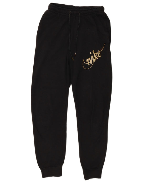 Nike Mujer Graphic Chándal Pantalones Joggers UK 6 XS Negro Algodón
