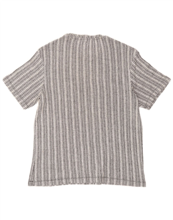 Zara Hombre Camiseta Top Algodón Rayas Gris Medio