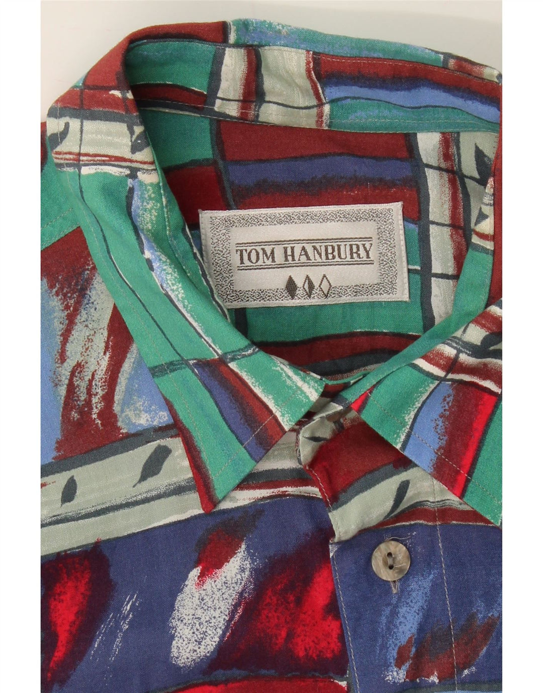 VINTAGE Mens Short Sleeve Shirt Medium Multicoloured Patchwork Vintage Vintage and Second-Hand Vintage from Messina Hembry 