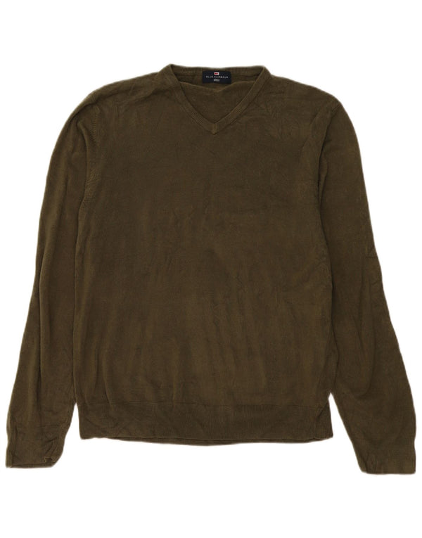 Marks & Spencer Suéter para Hombre con Cuello en V Blue Harbour XL Caqui Acrílico