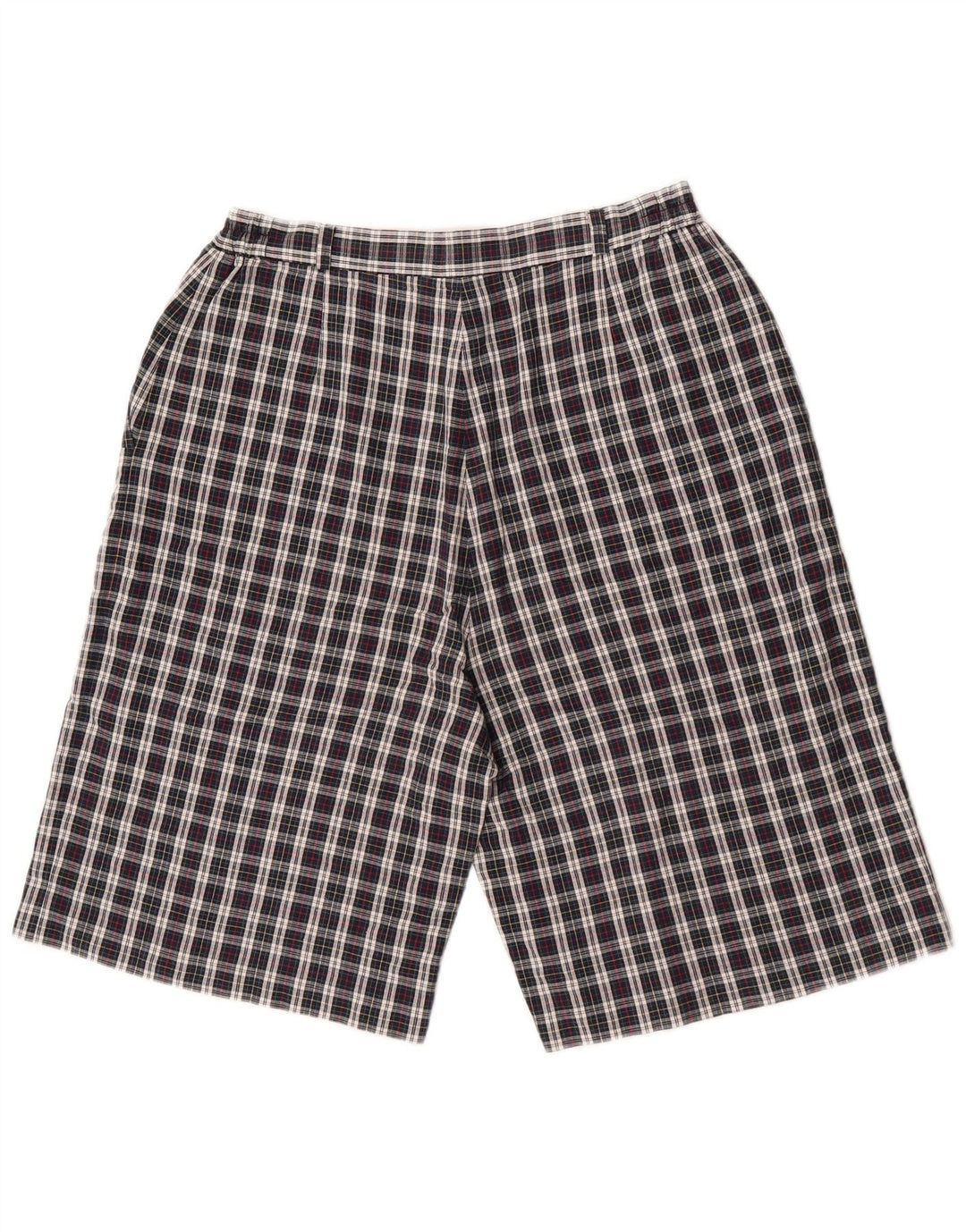 Vintage Mujer Chino Shorts W30 Medio Azul Marino Check Algodón