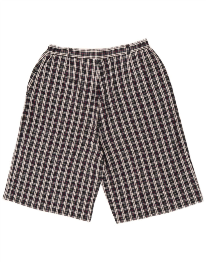 Vintage Mujer Chino Shorts W30 Medio Azul Marino Check Algodón