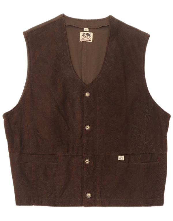 Pioneer Chaleco de ante para hombre XL Cuero marrón