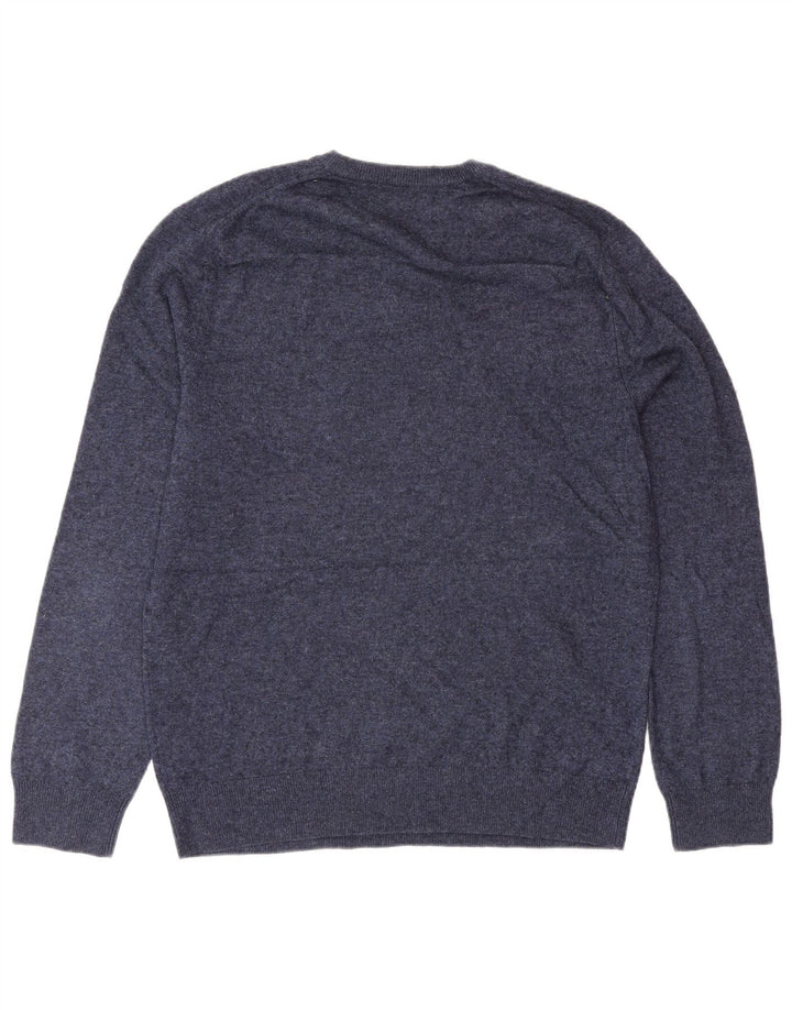 Cos suéter de cuello redondo para hombre de lana azul marino medio
