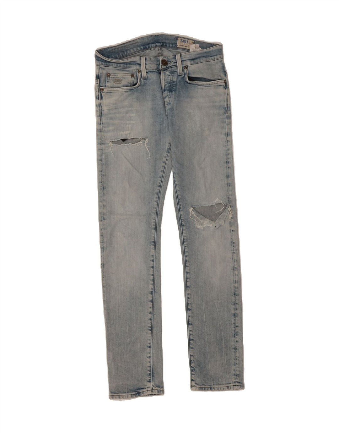 G-STAR Mens 3301 Distressed Slim Jeans W29 L32 Blue Cotton Vintage G-Star and Second-Hand G-Star from Messina Hembry 