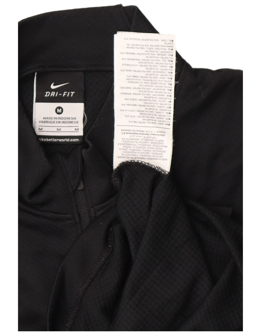 Nike Mens Zip Neck Pullover Chándal Top Medio Negro Poliéster Deportes