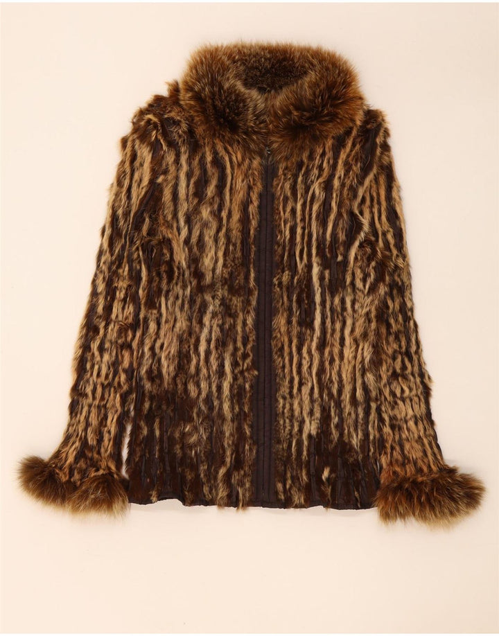 Vintage mujer chaqueta de piel reversible Reino Unido 12 marrón medio