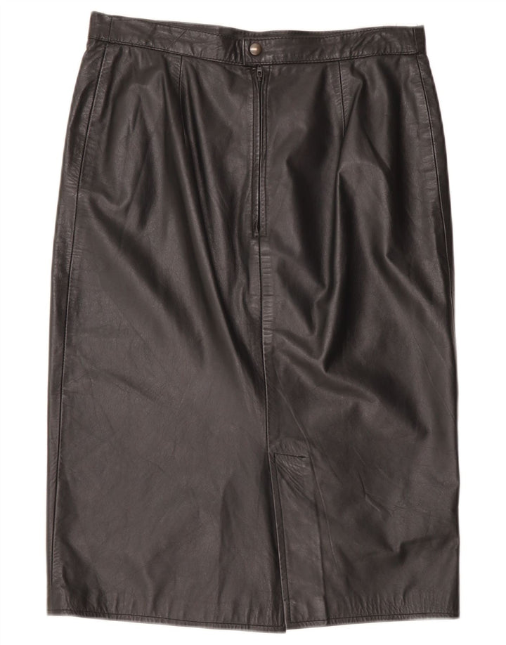 Falda de cuero vintage para mujer W32 grande negro