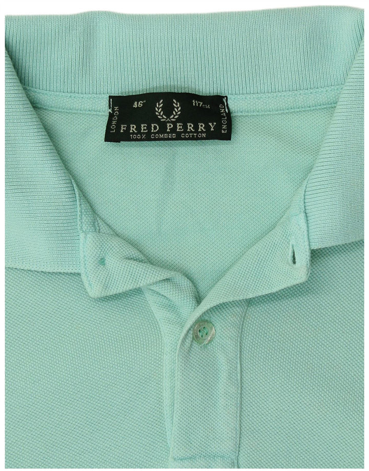 FRED PERRY Mens Polo Shirt Large Turquoise Cotton