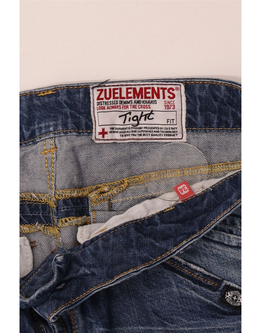 Zu Elements Vaqueros ajustados desgastados para hombre W34 L34 Azul