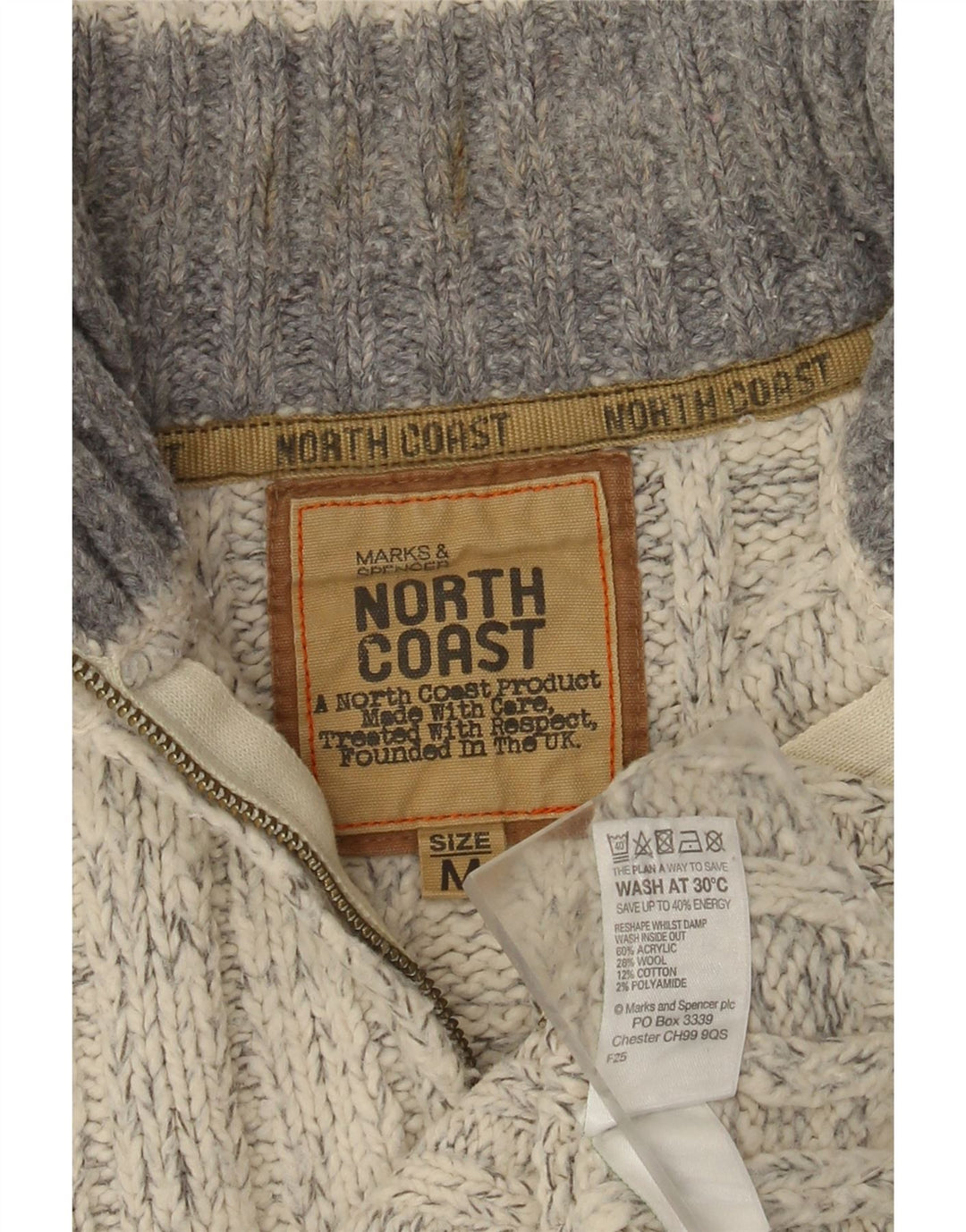 Marks & Spencer Jersey De Cuello Con Cremallera Para Hombre Acrílico Moteado Gris Medio