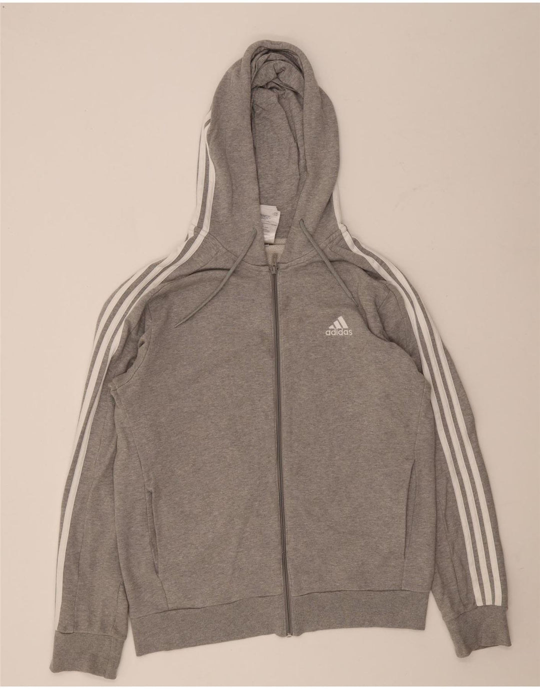 Adidas - Sudadera con capucha y cremallera para hombre, ajuste regular, algodón gris medio