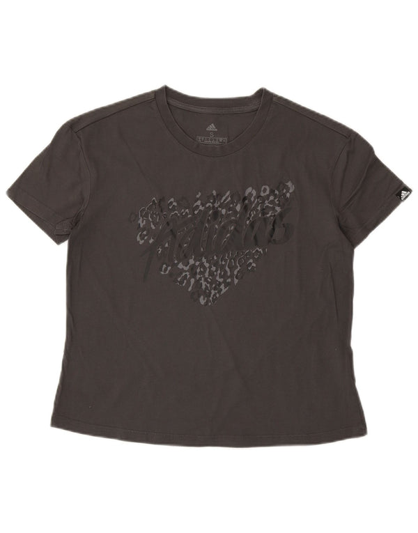 Adidas Camiseta gráfica para mujer Top UK 8/10 Small Grey Cotton