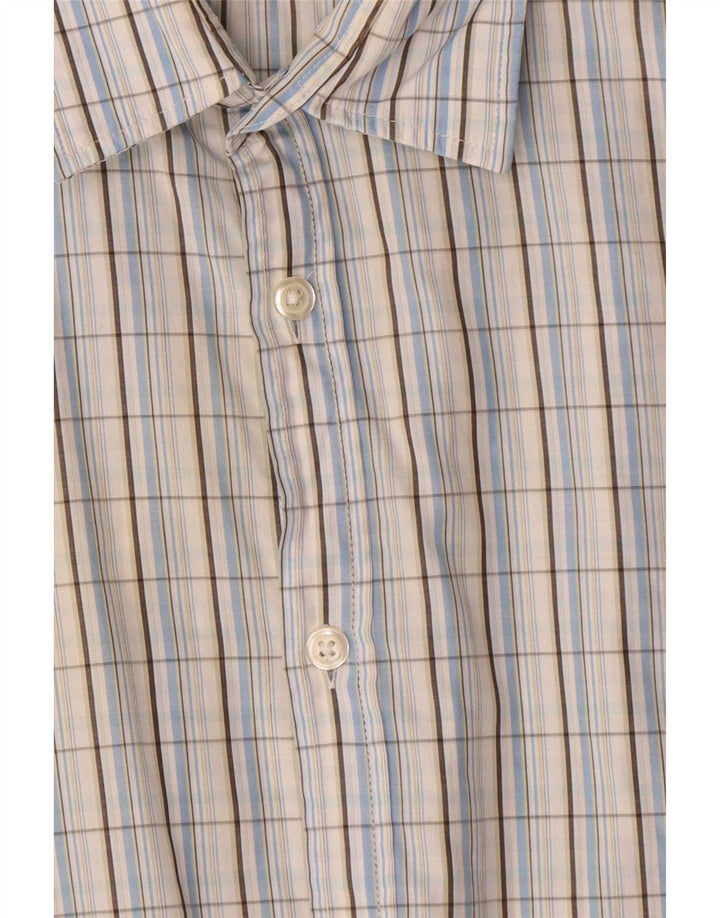 Camisa Hugo Boss Hombre Manga Corta XL Algodón Cuadros Azul