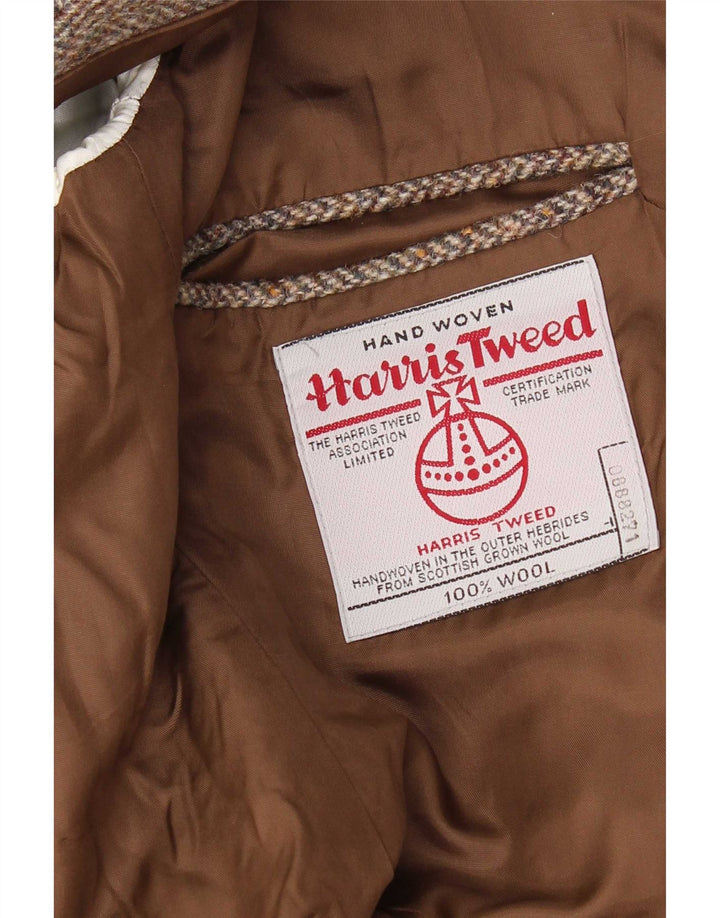 Harris Tweed Chaqueta tipo blazer con 2 botones para hombre UK 42 XL Lana en espiga marrón