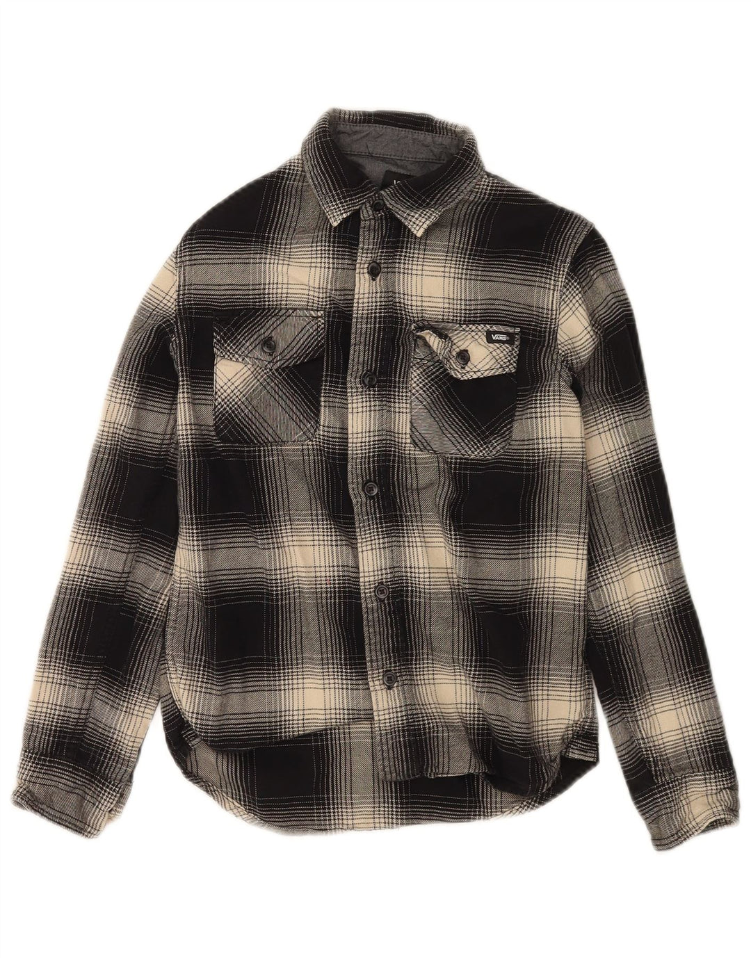 VANS Camisa de franela para niño 8-9 años Small Black Check Cotton