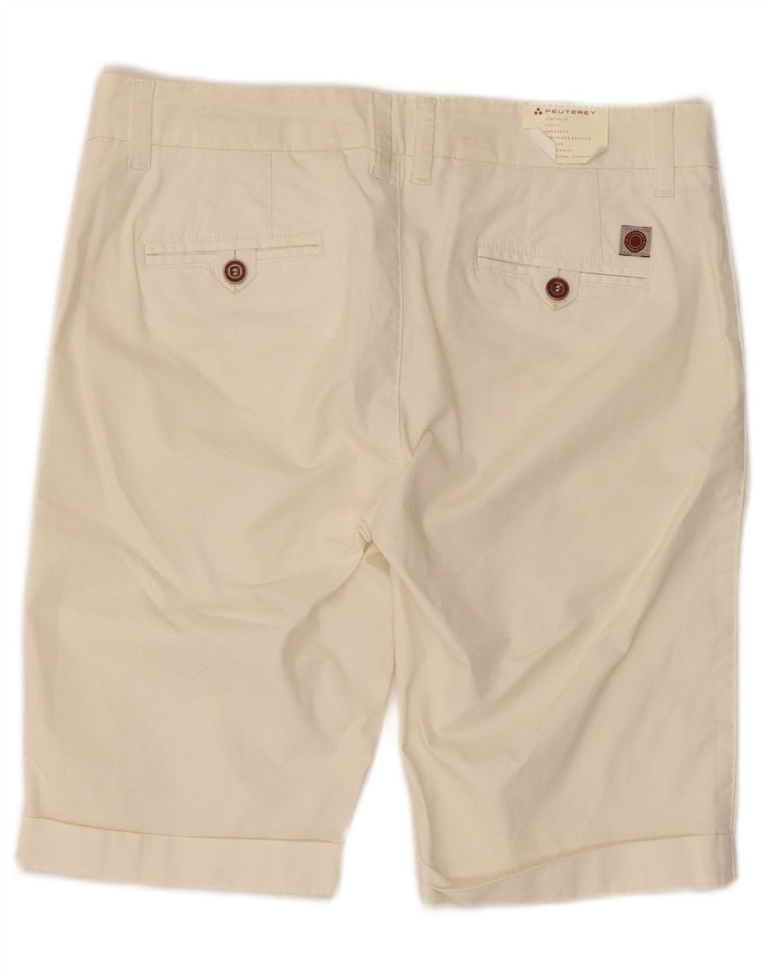 PEUTEREY Pantalones cortos chinos para mujer IT 42 Medium W32 Algodón blanco