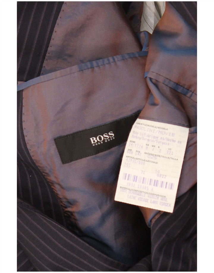 HUGO BOSS Chaqueta tipo blazer de 2 botones para hombre UK 42 XL Azul marino Rayas diplomáticas