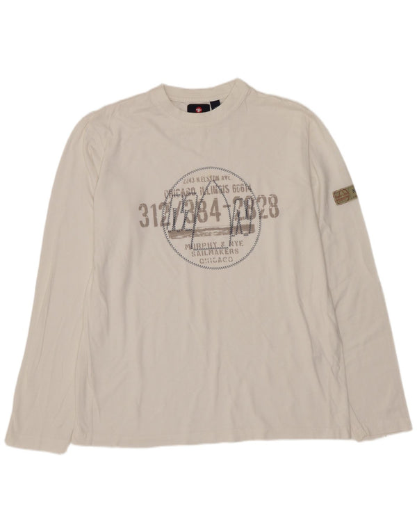 MURPHY & NYE Top gráfico para hombre de manga larga blanco mediano