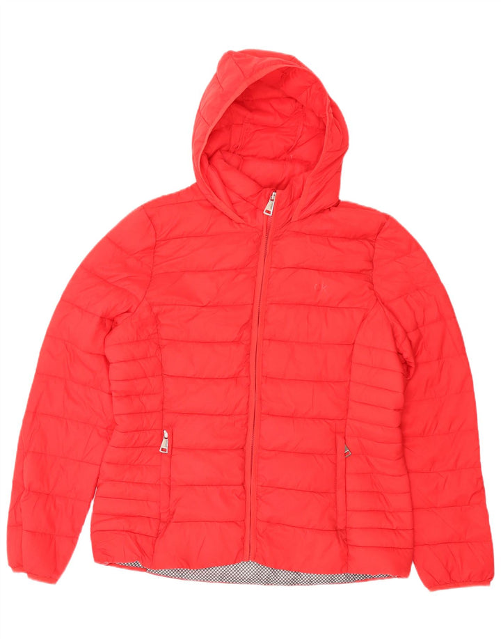 Calvin Klein Chaqueta acolchada con capucha para mujer UK 46 Large Nylon rojo