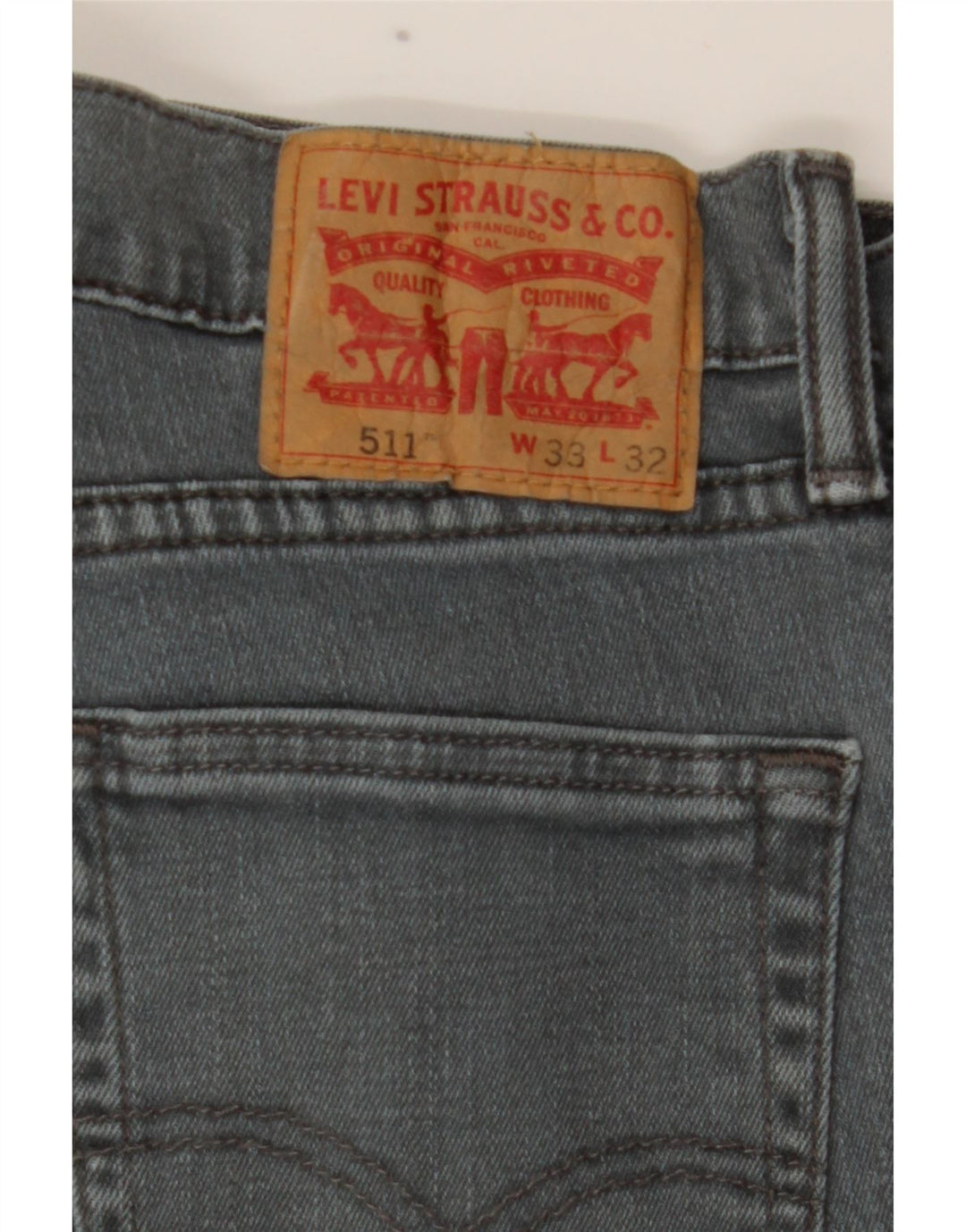 Levi's Hombre 511 Slim Jeans W33 L32 Algodón Gris