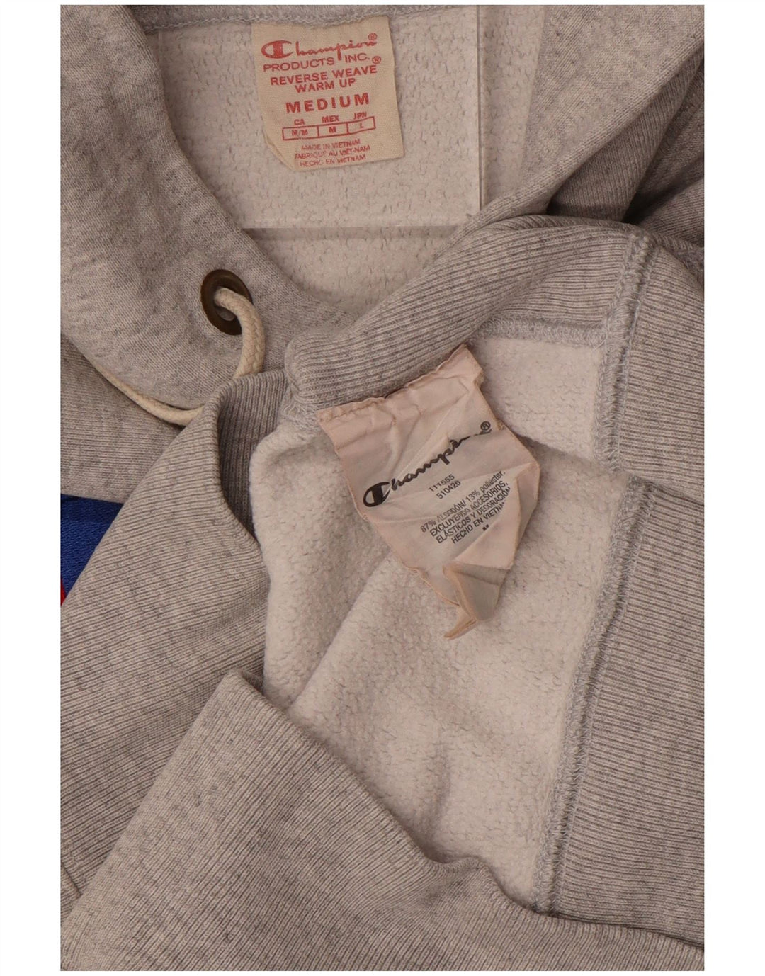 CHAMPION Jersey con capucha gráfico de tejido inverso para mujer UK 40 Gris medio