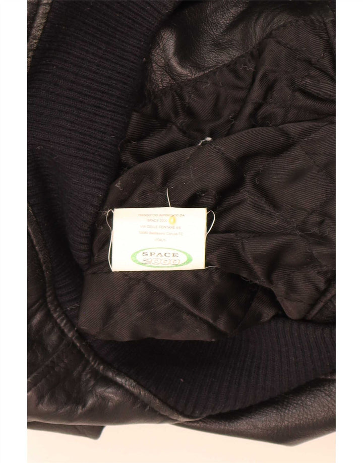 Vintage hombres chaqueta de cuero Reino Unido 38 medio negro