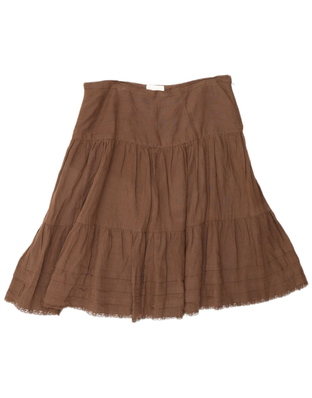 Falda Escalonada Mujer Massimo Dutti W30 Lino Marrón Medio
