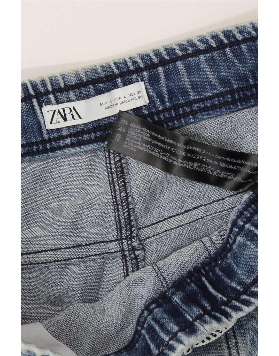 Zara Hombre Pantalones Cortos De Mezclilla Grande W32 Algodón Azul