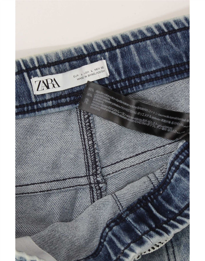 Zara Hombre Pantalones Cortos De Mezclilla Grande W32 Algodón Azul
