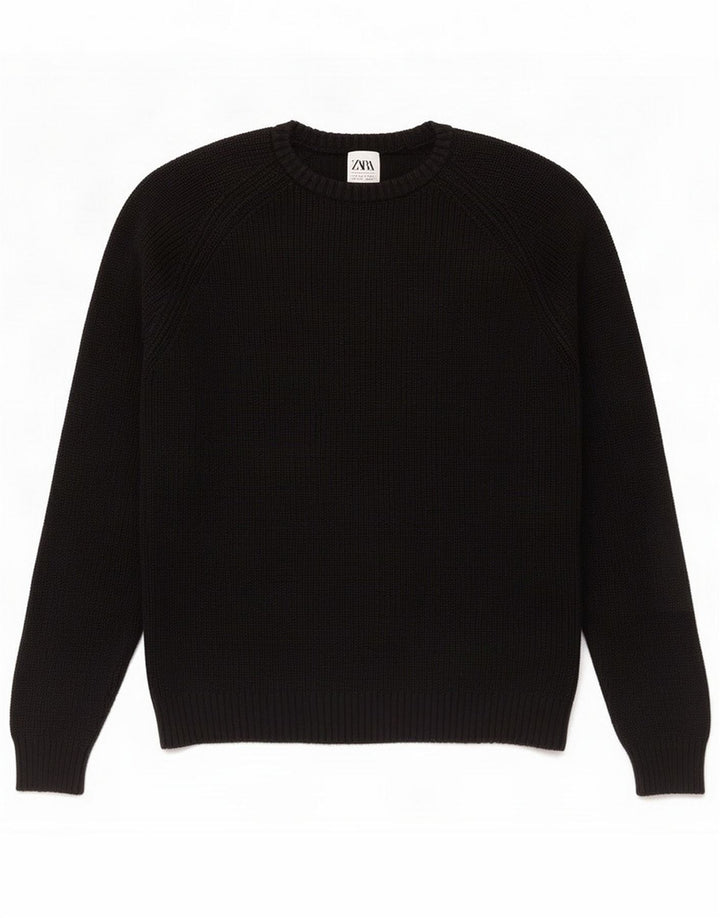 Jersey Zara Hombre Cuello Redondo Algodón Negro Mediano