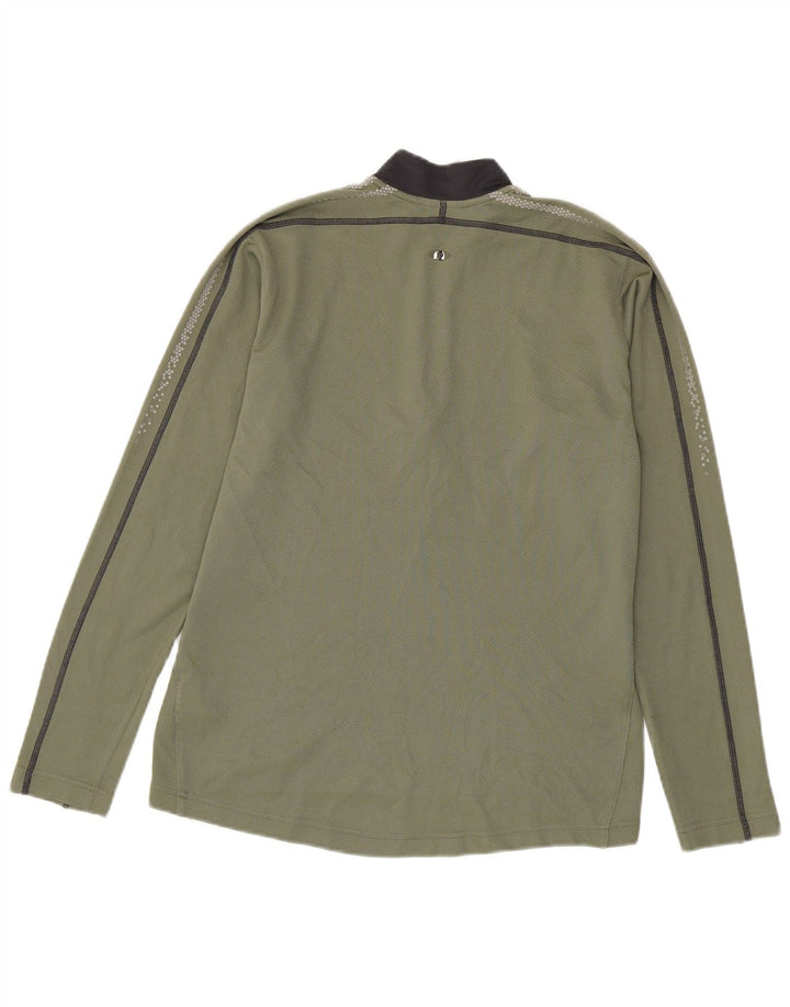 Adidas Hombre Zip Neck Jersey Chándal Top XS Caqui Poliéster