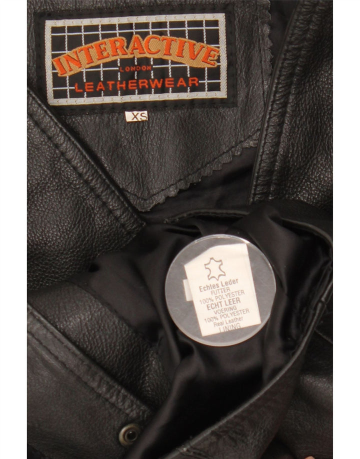 Chaleco de cuero vintage para hombre XS cuero negro