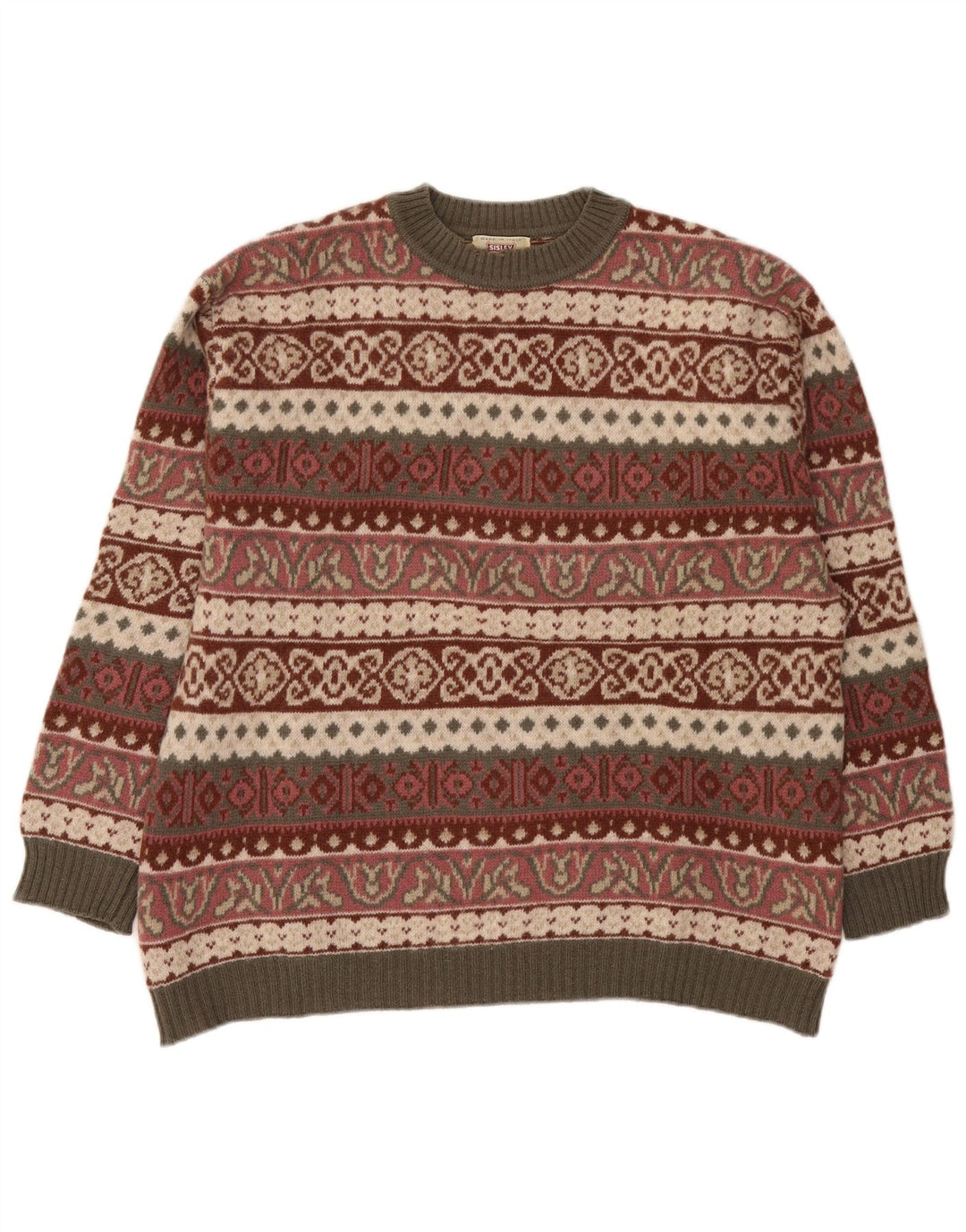 Sisley Jersey De Cuello Redondo Para Hombre XL Multicolor Fair Isle