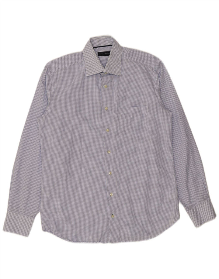 Camisa Tommy Hilfiger para hombre talla 38 15 algodón a cuadros azul mediano