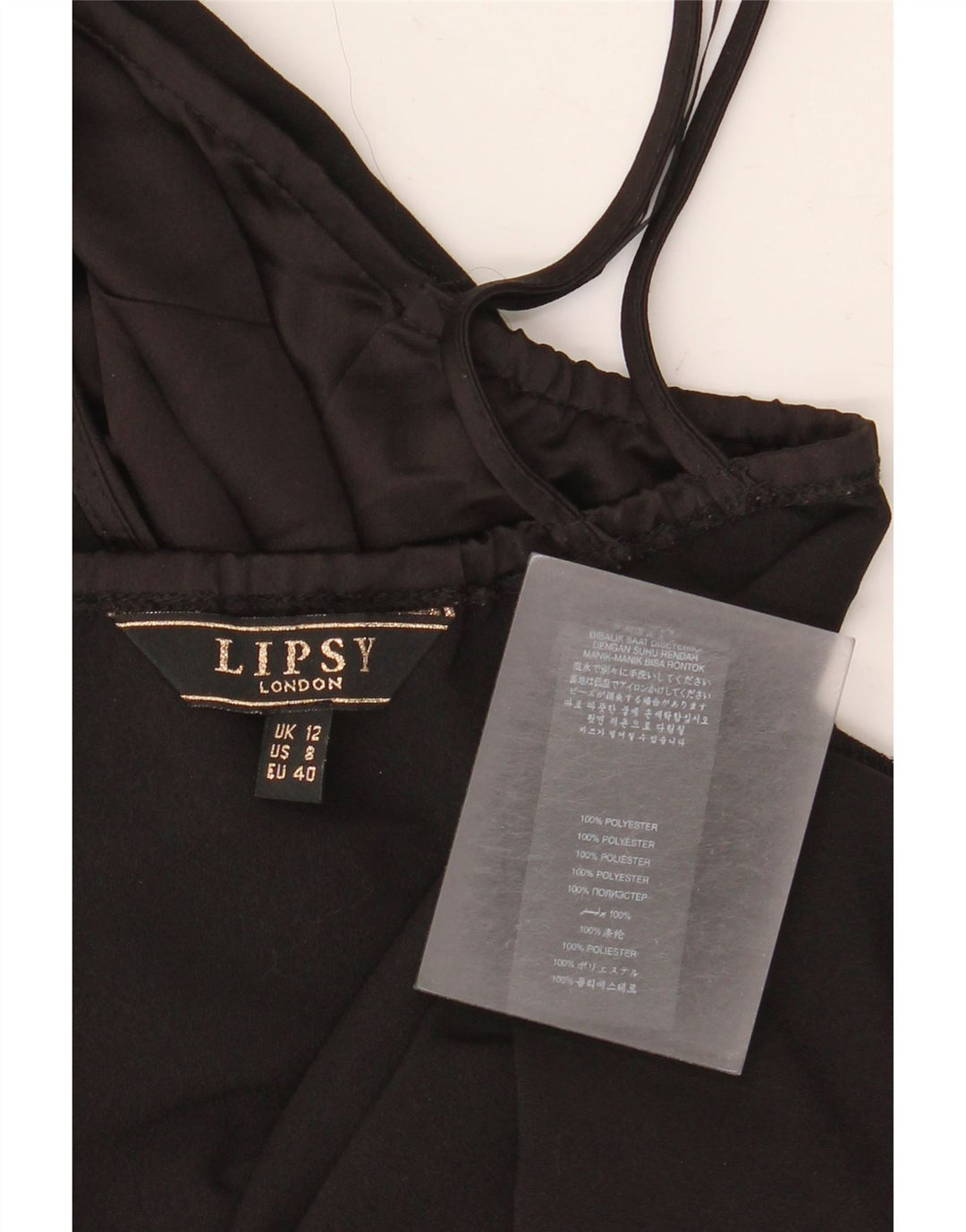 Top corto con cuello halter para mujer de Lipsy UK 40 Mediano Negro Poliéster