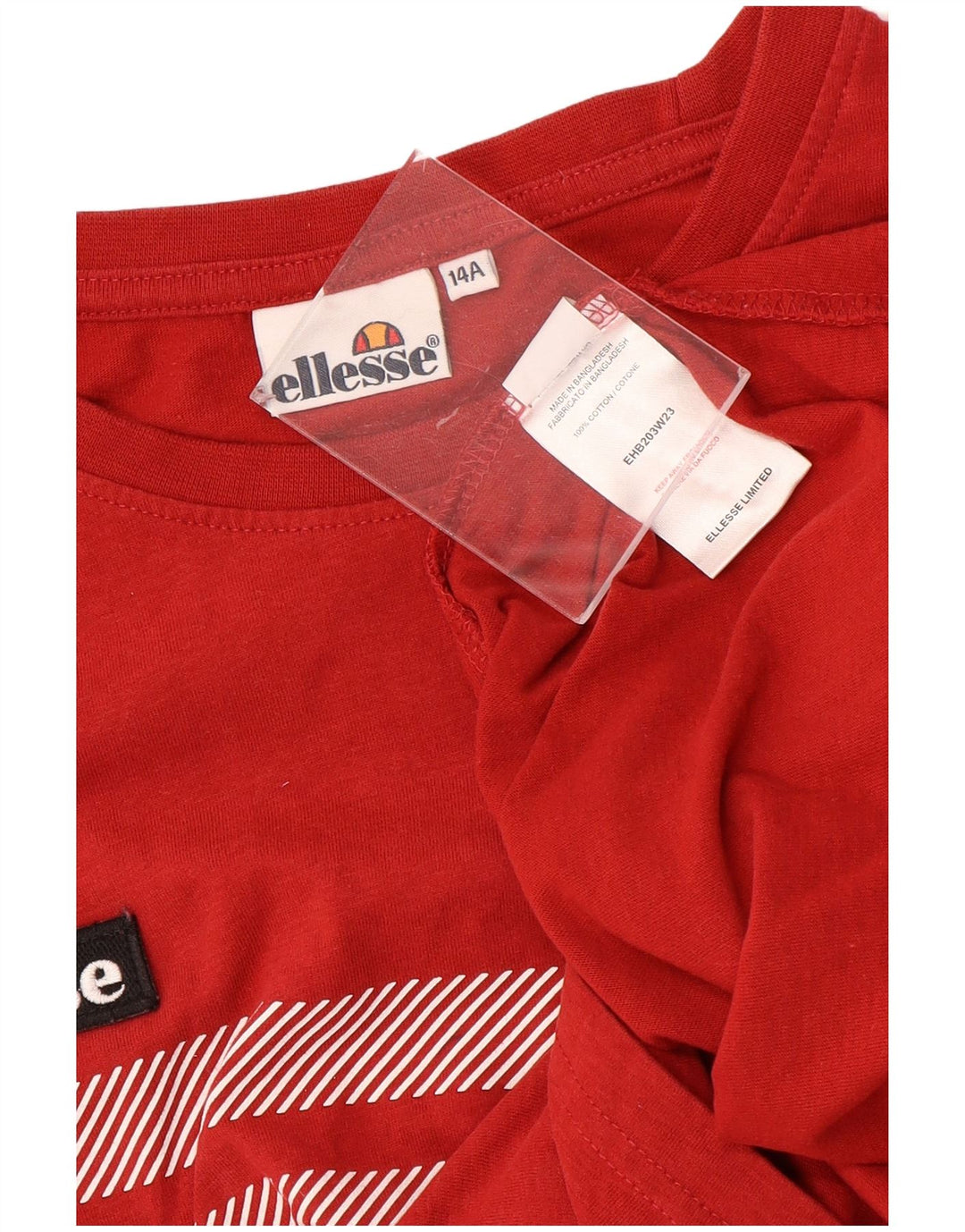 Ellesse Camiseta Niño Manga Larga 13-14 Años Algodón Rayas Rojas